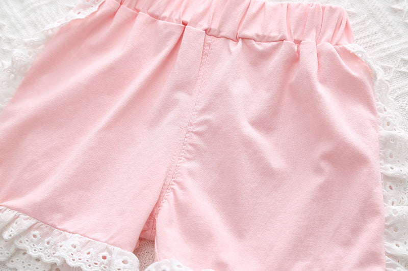 [345450] - Setelan Baju Kutung Celana Pendek Anak Perempuan Fashion - Motif Happiness Love