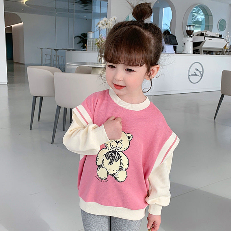 [507S162] - Baju Atasan Sweater Lengan Panjang Fashion Anak Perempuan - Motif Teddy Bear