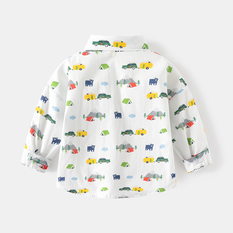 [383213] - Atasan Baju Kemeja Lengan Panjang Anak Laki-Laki - Motif Little Explorer