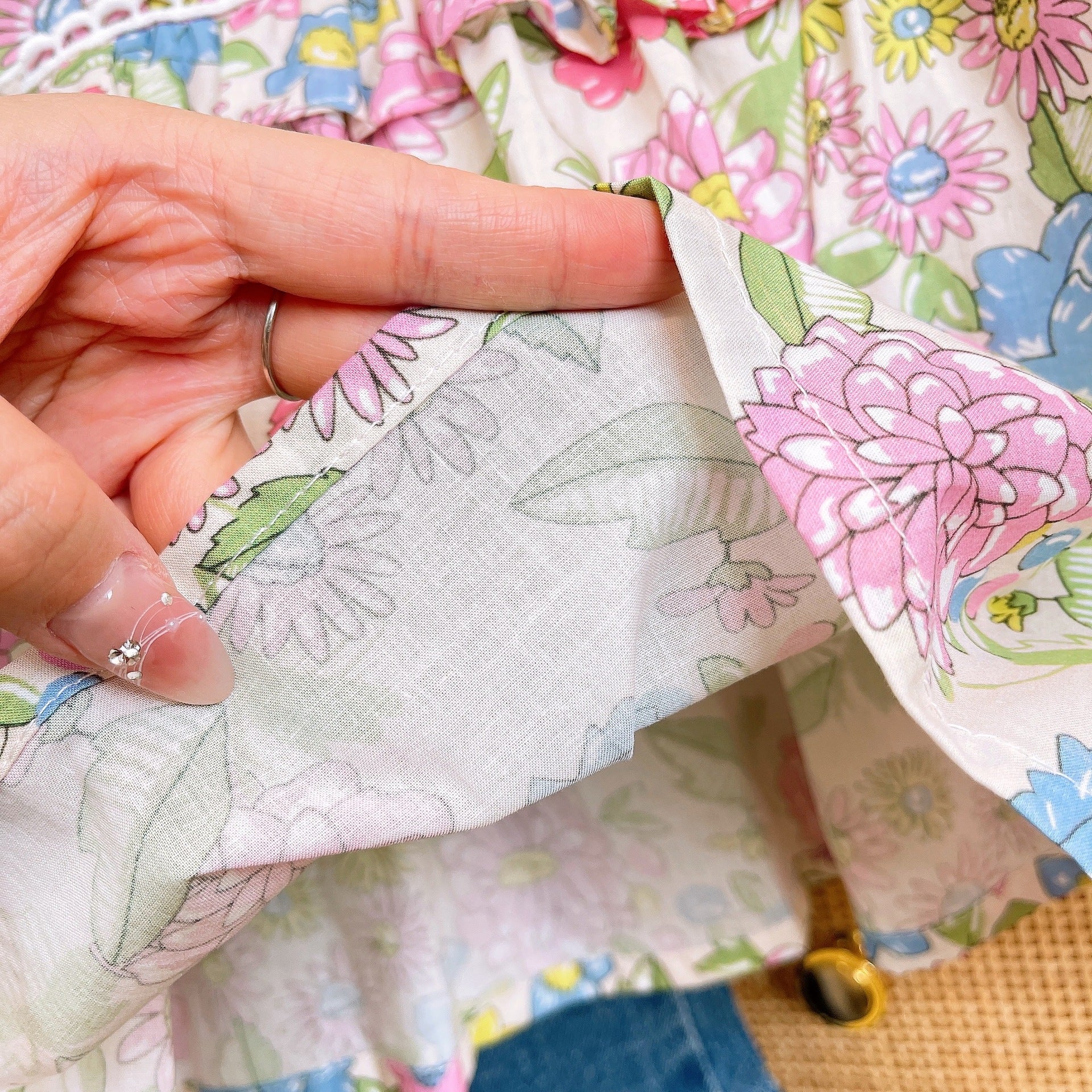 [363788] - Setelan One Set Baju Blouse Lengan Panjang Celana Cut Bray Jeans Panjang Fashion Anak Perempuan - Motif Colorful Flower
