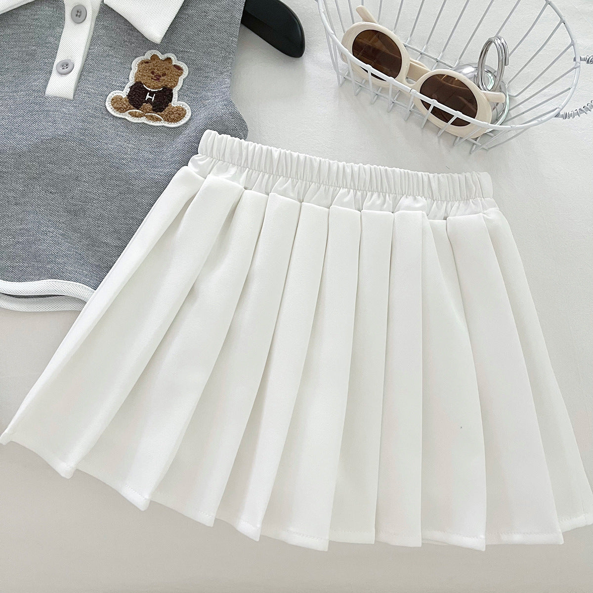 [963101] - One Set 2in1 Baju Setelan Atasan Kerah Crop Lengan Kutung Bawahan Celana Rok Pendek Plisket Fashion Anak Perempuan Cewek - Motif Animal - BABYHOKI STORE