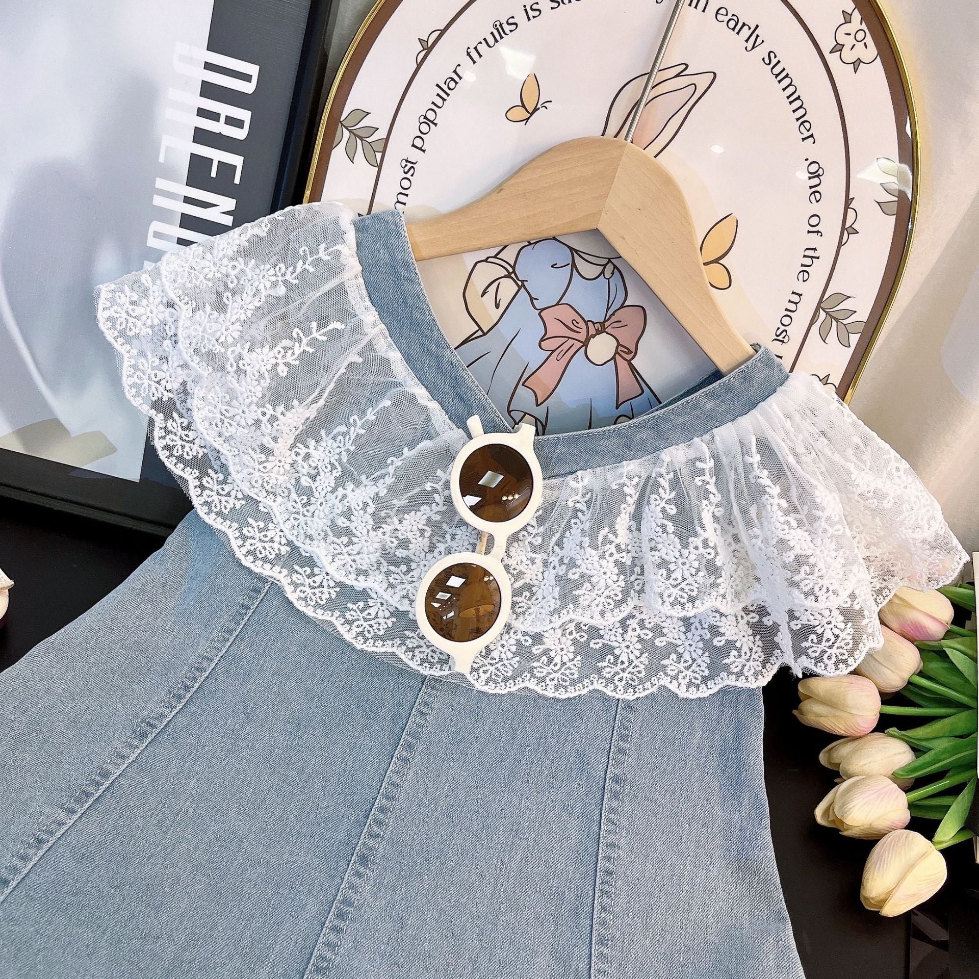 [963128] - Baju Gaun Dress Atasan Lengan Kutung Fresh and chic Fashion Style Anak Perempuan Cewek - Motif Lace Top - BABYHOKI STORE - BABYHOKI STORE