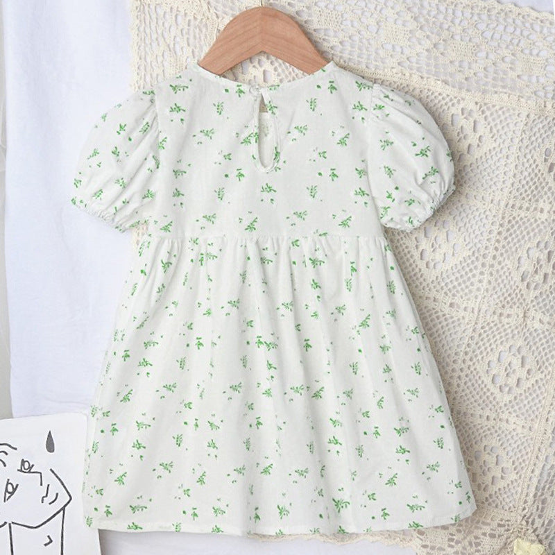 [507S110] - Baju Dress Lengan Pendek Fashion Anak Perempuan - Motif Little Plant