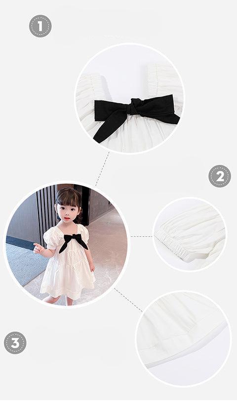 [507S1105] - Baju Dress Lengan Pendek Fashion Anak Perempuan Trendi - Motif Pretty Ribbon