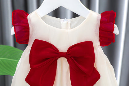 [340364] - Baju Mini Dress Kutung Fashion Import Anak Perempuan - Motif Big Ribbon