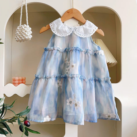 [963284] - Baju Gaun Dress Summer Lengan Kutung Korean Style Anak Perempuan Cewek - Motif Floral - BABYHOKI STORE