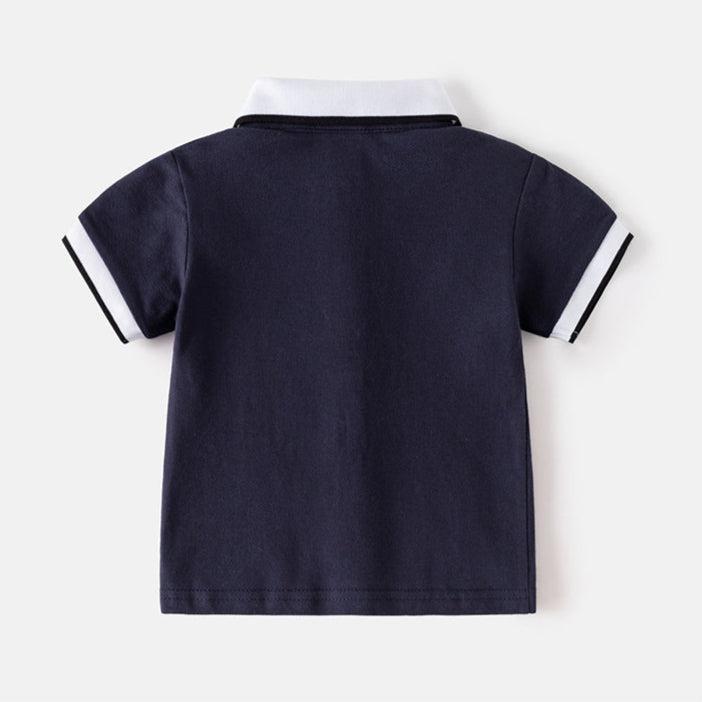 [5131116] - Atasan Baju Polo Lengan Pendek Anak Laki-Laki - Motif Collared Animals