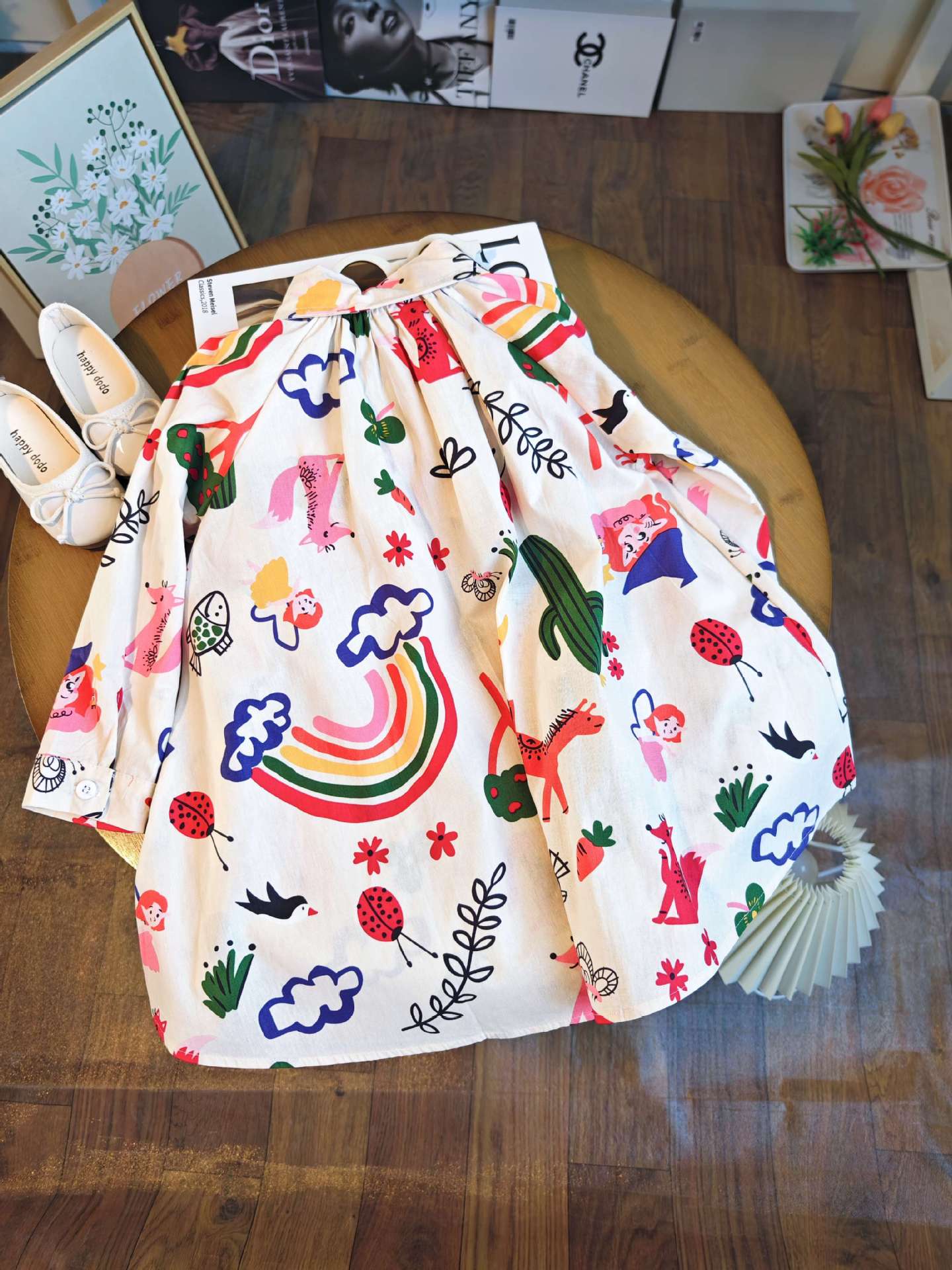 [363695] - Baju Tunik Dress Lengan Panjang Fashion Anak Perempuan Cewek - Motif Random Nature Korea