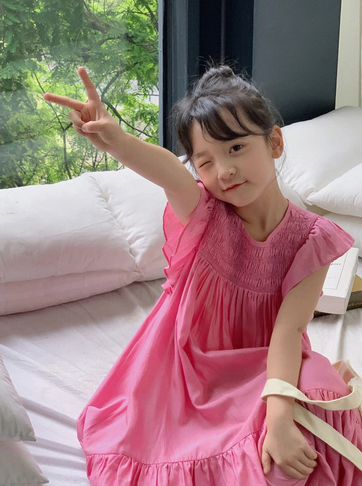 [507967] - Baju Dress Lengan Kutung Fashion Anak Perempuan - Motif Top Wrinkle