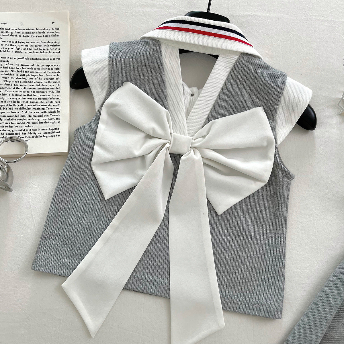 [963122] - One Set 2in1 Baju Setelan Atasan Kaos Kerah Lengan Kutung Bawahan Celana Rok Pendek College Fashion Style Anak Perempuan Cewek - Motif Color Striped - BABYHOKI STORE