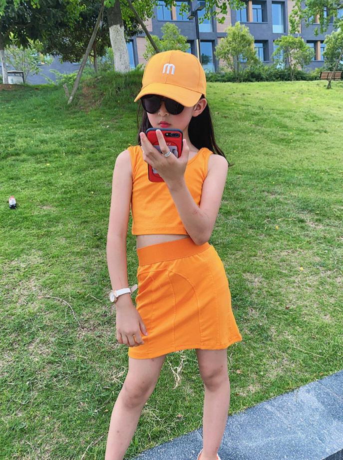 [507S1125] - Setelan Baju Kutung Bawahan Rok Pendek Anak Perempuan - Motif Casual Plain