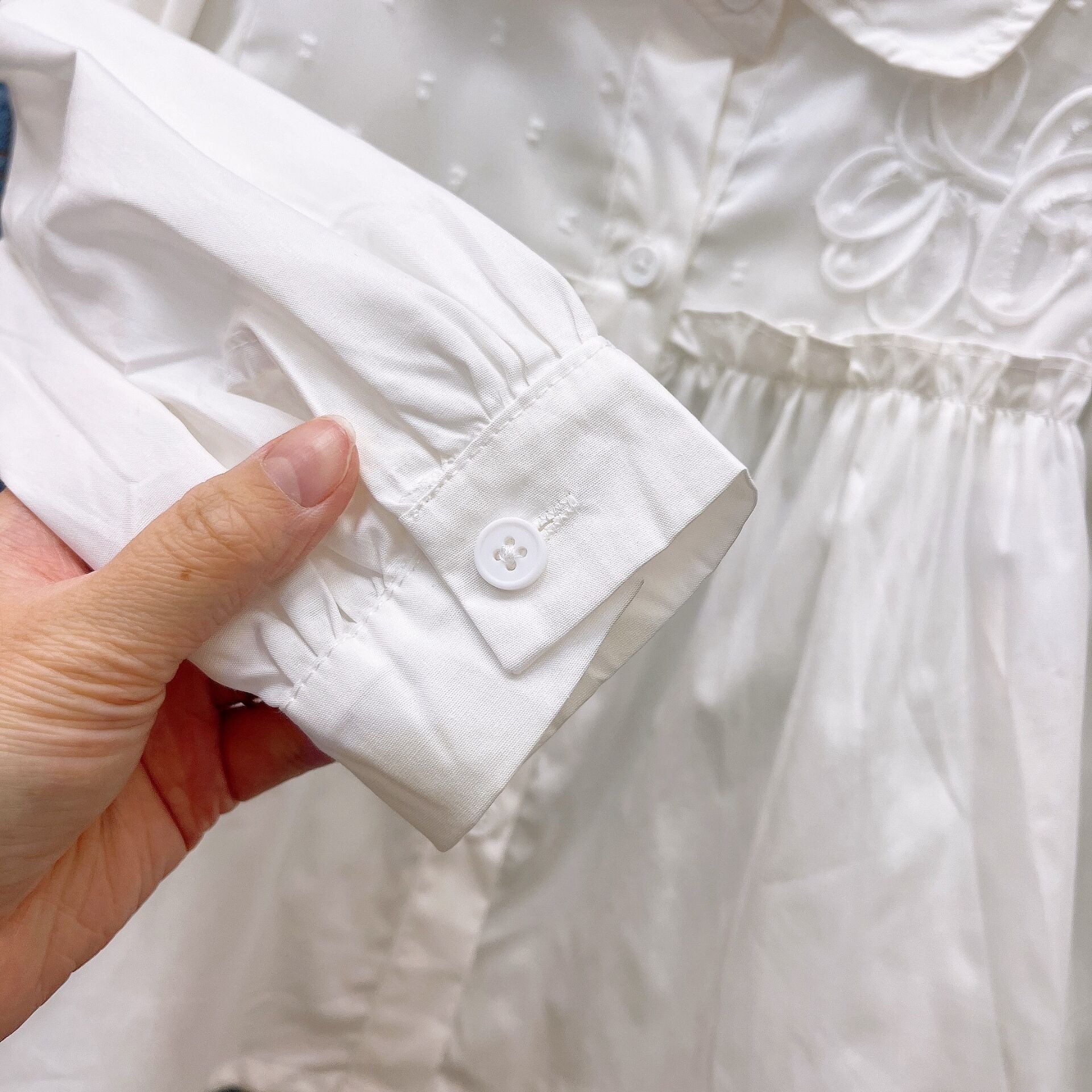 [963111] - One Set 2in1 Baju Setelan Atasan Blouse Lengan Panjang Bawahan Celana Panjang Jeans Cutbray Korean Fashion Style Anak Perempuan Cewek - Motif Top Flower Bottom Bow - BABYHOKI STORE