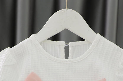 [340372] - Baju Setelan Blouse Celana Pendek Fashion Import Anak Perempuan - Motif Long Ribbon