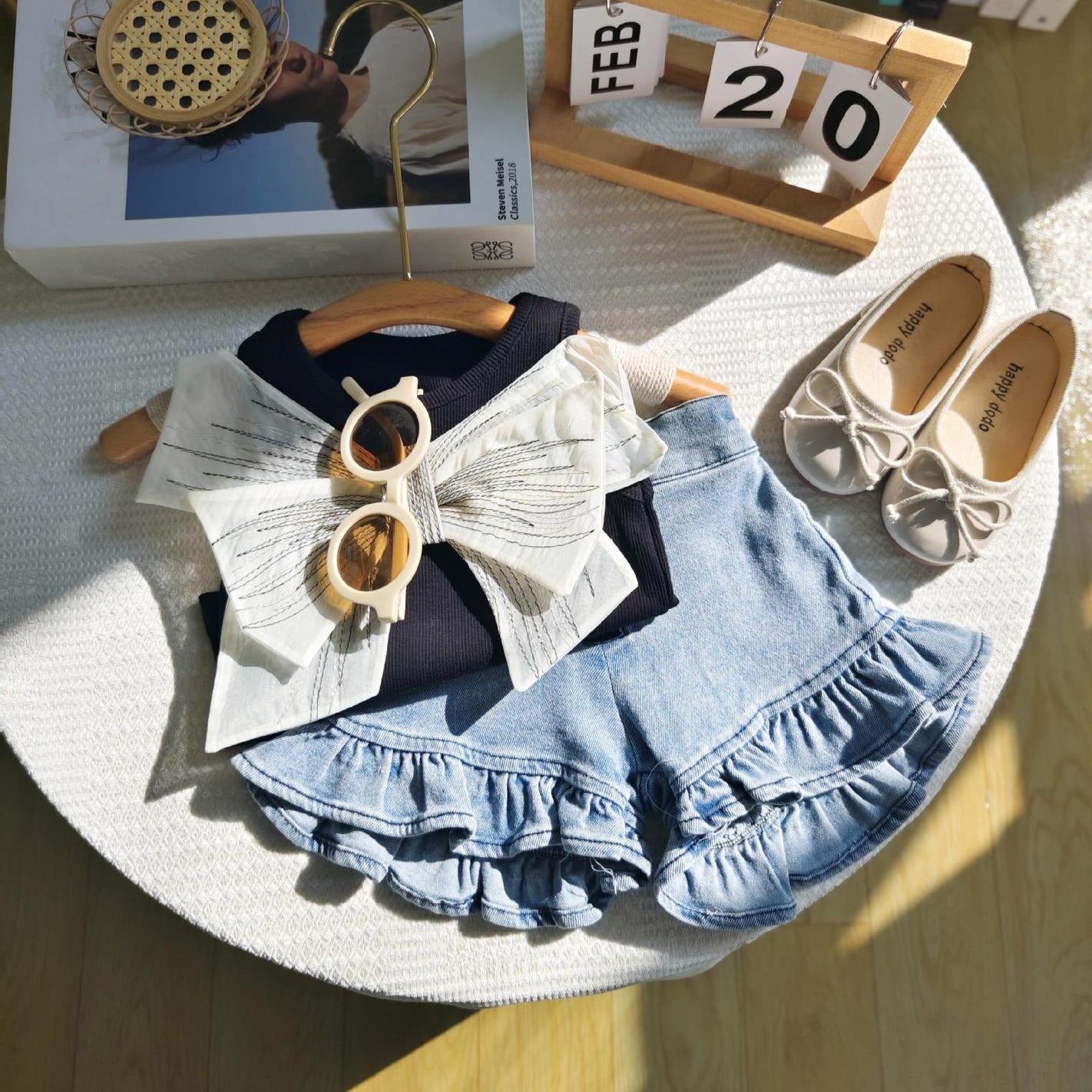[363734] - Setelan Oneset Lucu Cantik Baju Fashion Tank Top Celana Pendek Jeans Fashion Anak Perempuan Cewek - Motif Big Ribbon