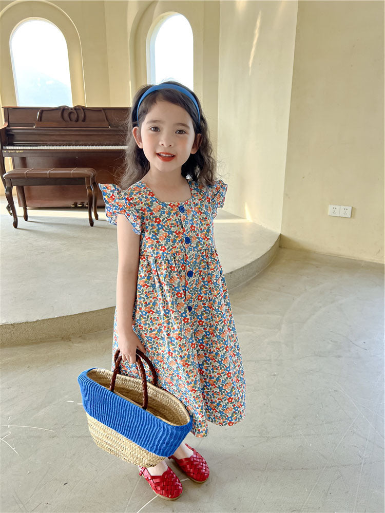 [507S193] - Baju Dress Tanpa Lengan Fashion Anak Perempuan - Motif Little Flower