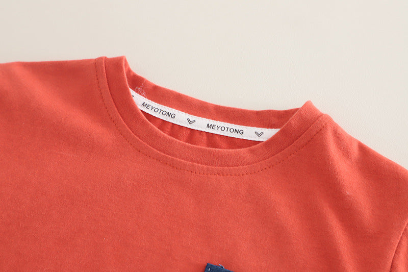 [345503] - One Set 2in1 Baju Setelan Summer Outfit Atasan Koas Lengan Pendek Bawahan Celana Pendek Jeans Fashionable Anak Cowok Laki-Laki - Motif Animal Pictures - BABYHOKI STORE - BABYHOKI STORE