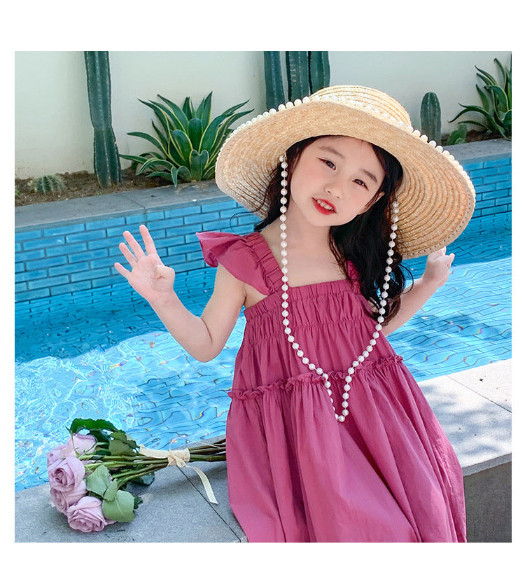 [507974] - Baju Dress Lengan Kutung Fashion Anak Perempuan - Motif Plain Rubber