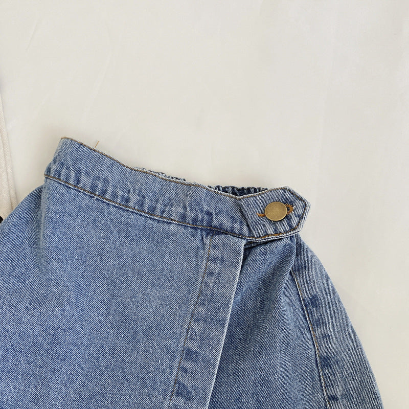 [508233] - Celana Jeans Model Semi Rok Fashion Anak Perempuan - Motif Side Cover