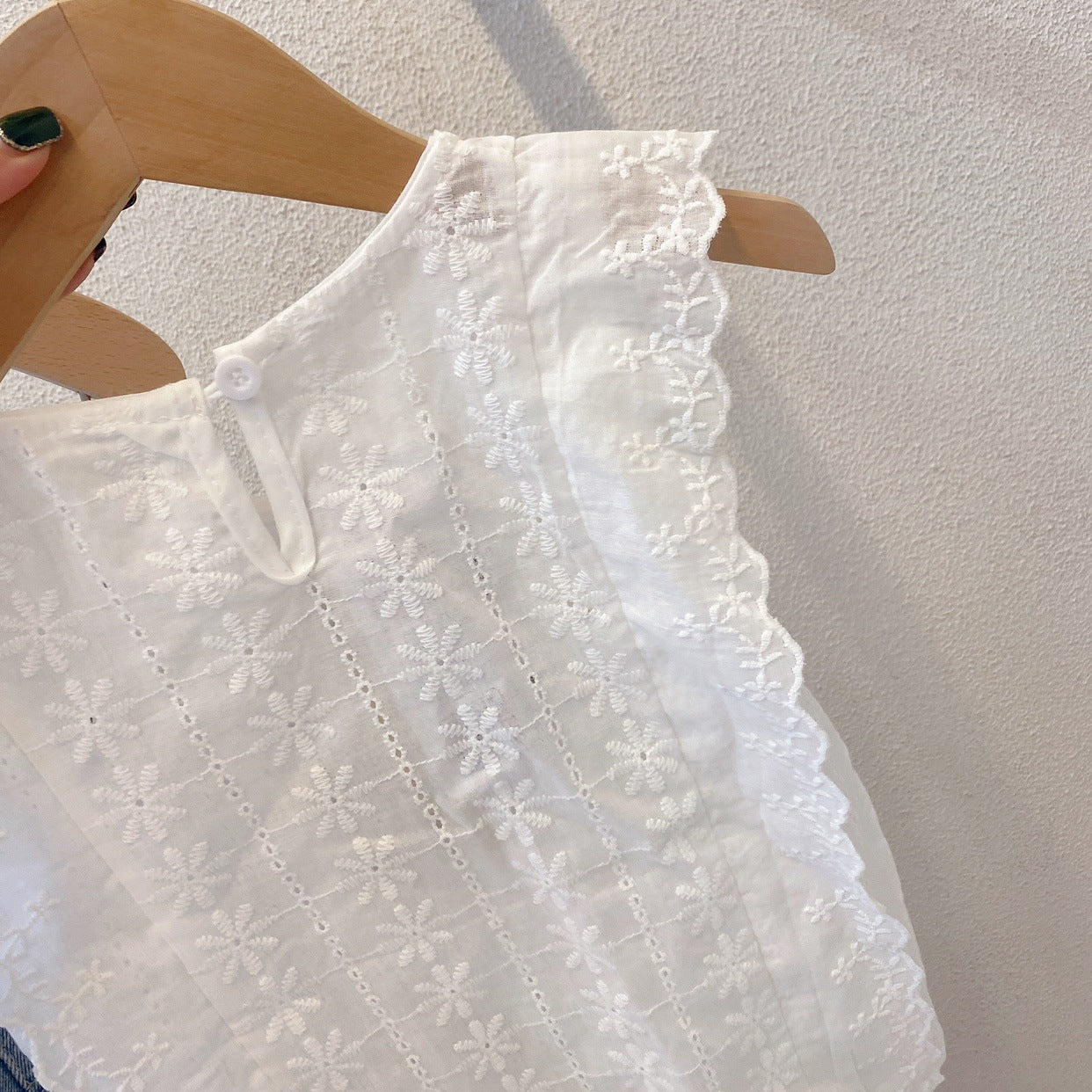 BABYHOKI STORE Usia 7 8 9 10 Tahun Baju Anak Tanggung Cewek [363637] - Setelan Blouse Kutung Celana Pendek Jeans Anak Perempuan - Motif Pearl Ribbon