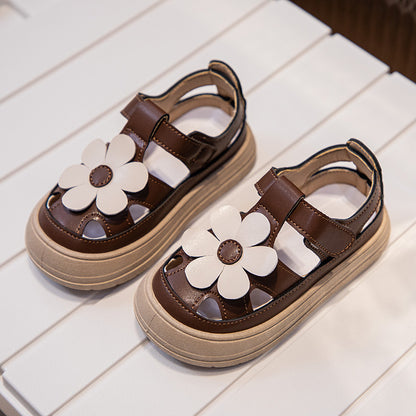 [381243 Size 23-34] - Sepatu Sandal Flat Slip On Anak Perempuan - Motif Strap Flower