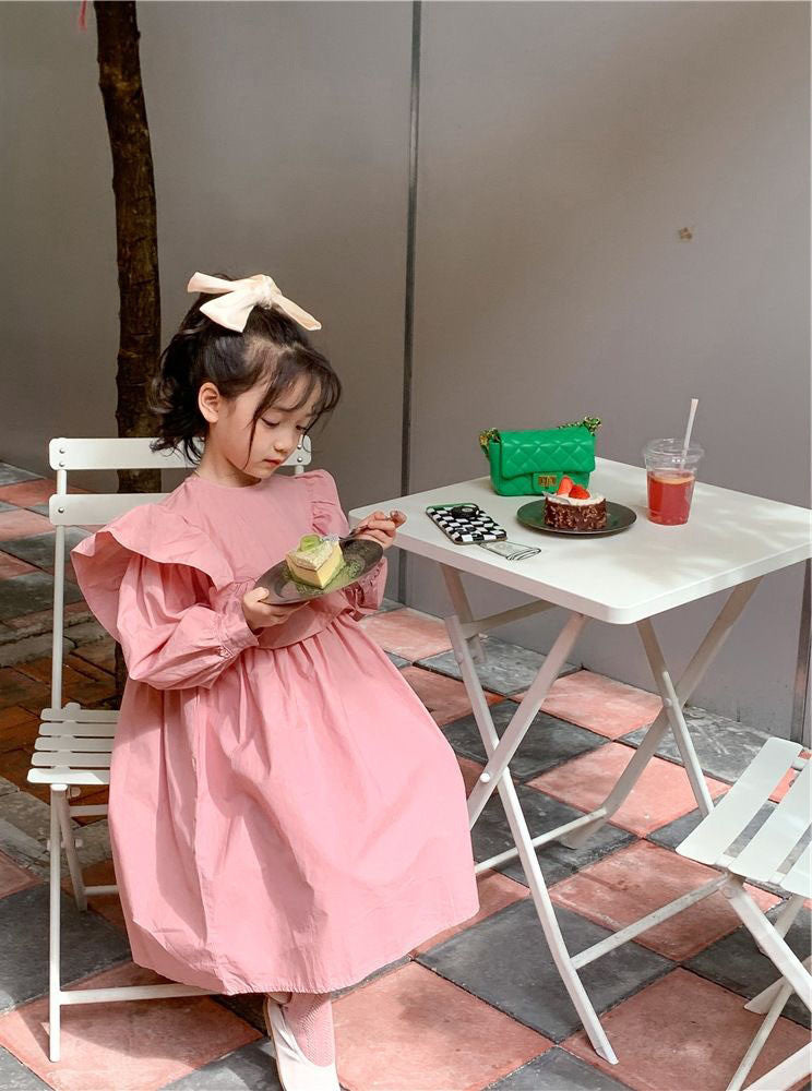 [507969] - Baju Dress Renda Polos Fashion Anak Perempuan - Motif Plain Thick