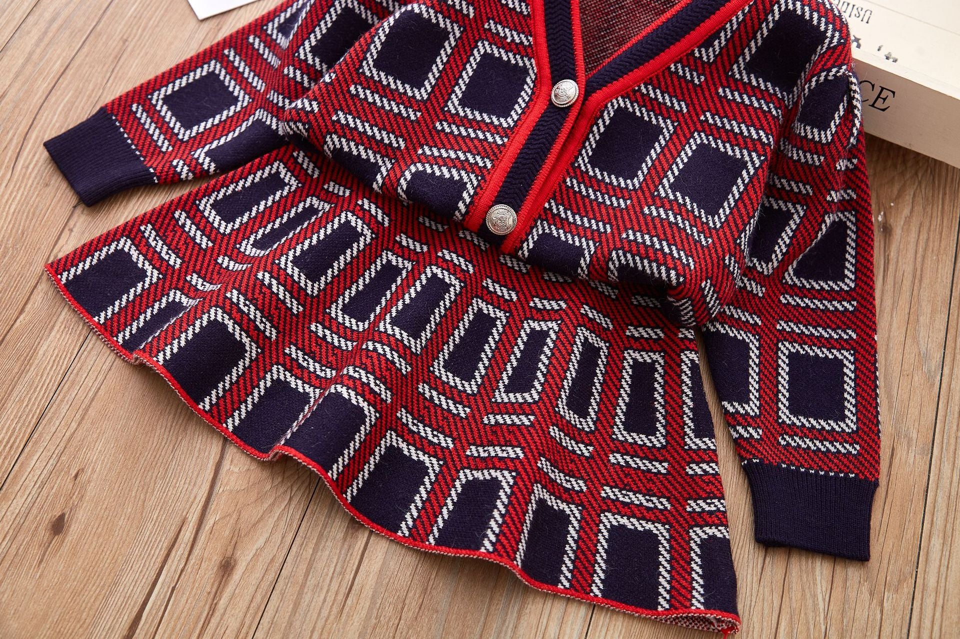 [363716] - Baju Setelan Atasan Cardigan Bawahan Rok Fashion Anak Perempuan - Motif Tidy Plaid