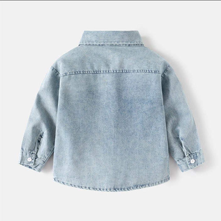 [5131072] - Baju Atasan Kemeja Denim Polos Fashion Anak Laki-Laki - Motif Denim Pattern
