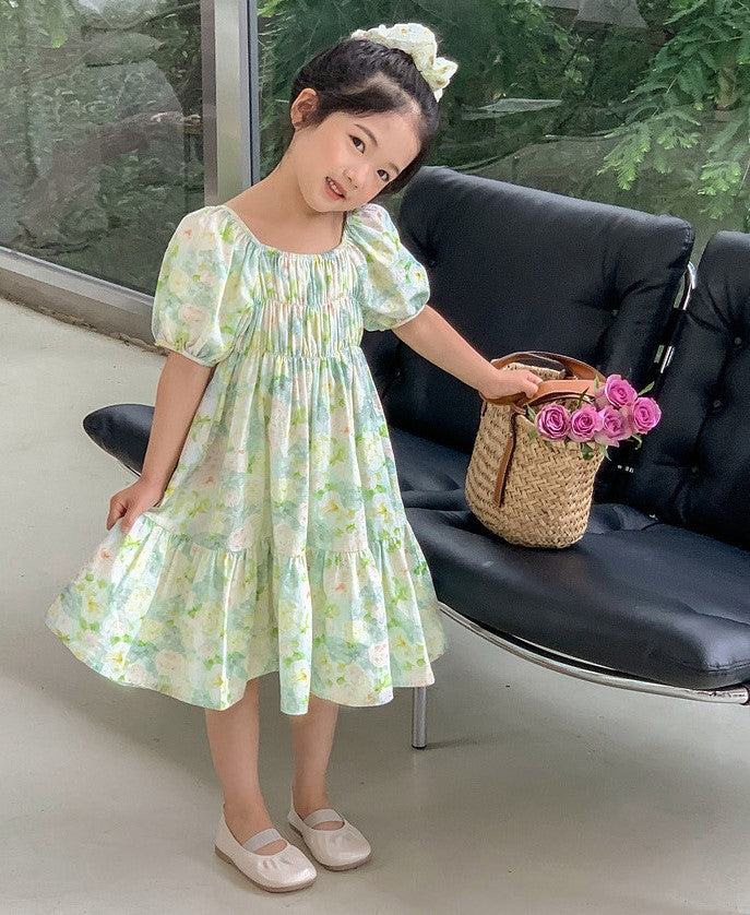 [5071024] - Baju Dress Lengan Pendek Fashion Anak Perempuan - Motif Fresh Flower