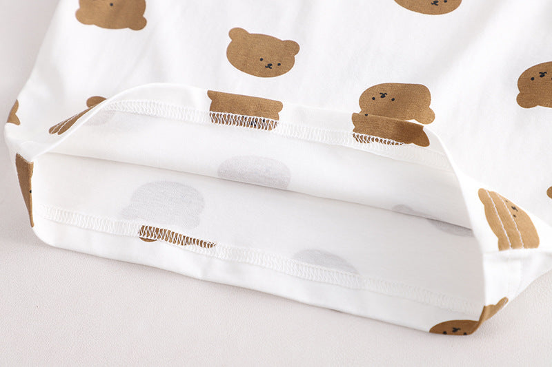 [345465] Setelan Baju Kaos Bawahan Overall Rok Anak Perempuan Fashion - Motif Bear Button