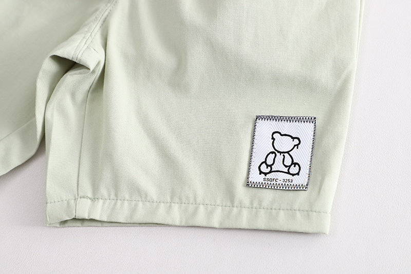[345439] - Baju Setelan Kaos Lengan Pendek Celana Pendek Anak Cowok Fashion - Motif Panda Face