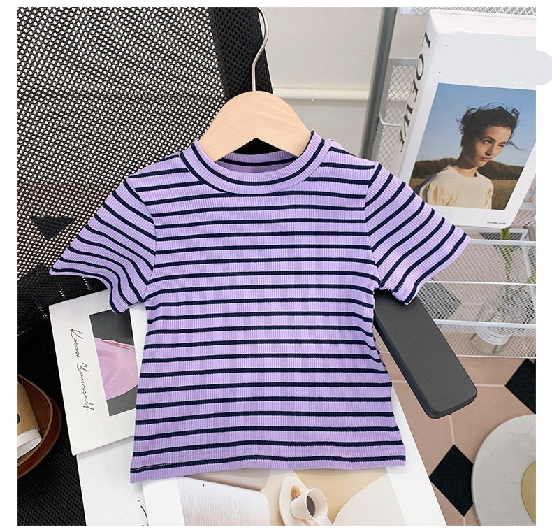 [363677] - Baju Setelan Kaos Overall Chino Fashion Anak Perempuan - Motif Plain Striped