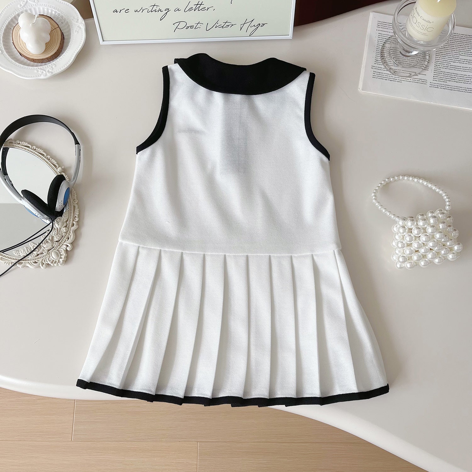 [963279] - Baju Gaun Dress Summer Lengan Kutung Korean Sporty Style Anak Perempuan Cewek - Motif Solid Color White - BABYHOKI STORE