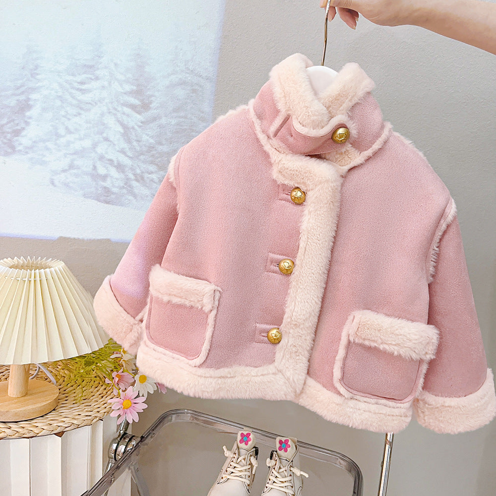 [340451] - Baju Atasan Jaket Tebal Fashion Anak Perempuan - Motif Thick Fur