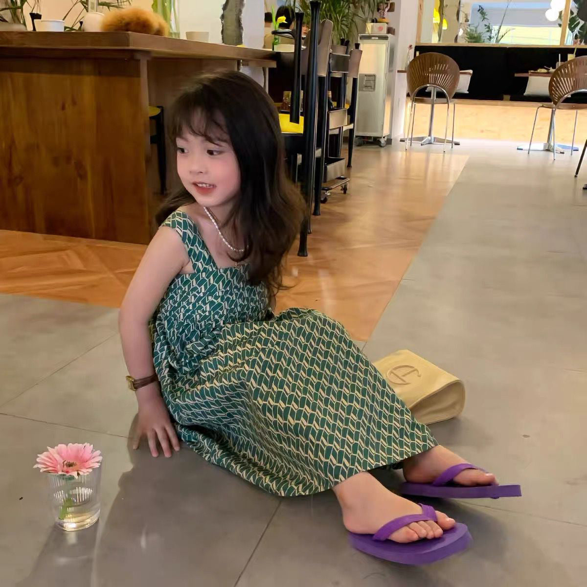 [507S192] - Baju Dress Kutung Fashion Anak Perempuan - Motif Neat Line