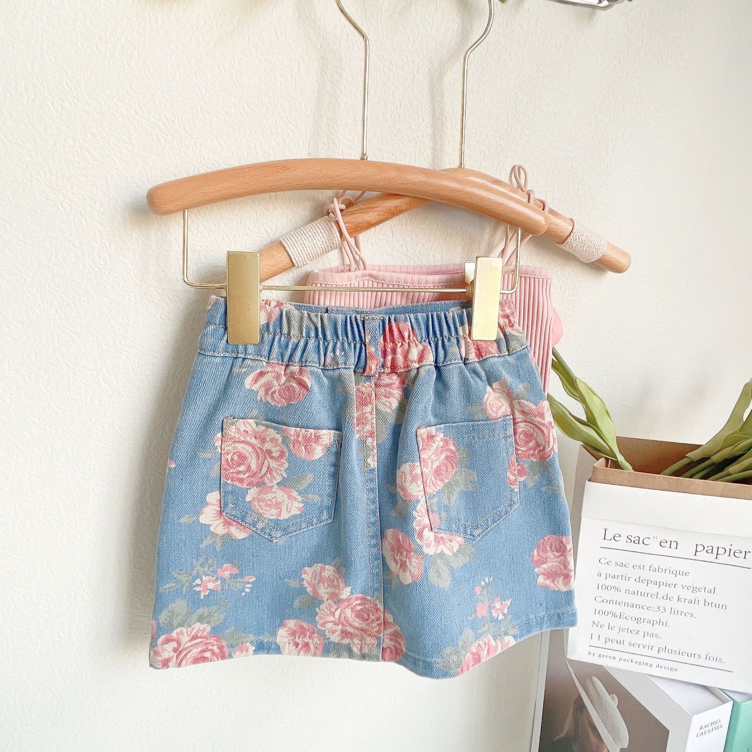 [363657] - Setelan Crop Top Celana Pendek Anak Perempuan - Motif Bottom Flower