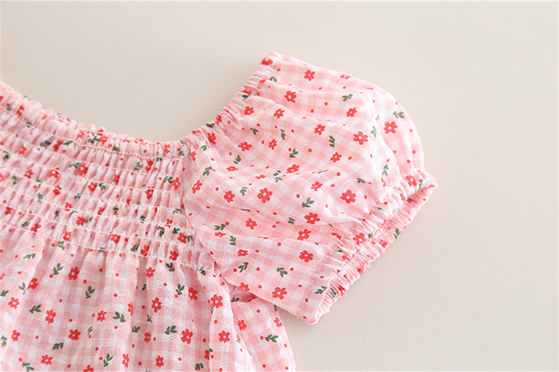 [368583] - One Set 2in1 Baju Setelan Atasan Blouse Lengan Pendek Bawahan Celana Pendek Fashion Comfortable Summer Anak Perempuan Cewek - Motif Cute Little Flowers - BABYHOKI STORE