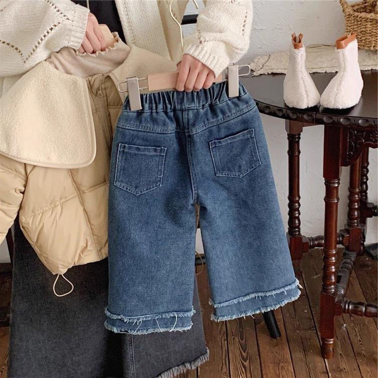 [507998] - Celana Panjang Jeans Rawis Kulot Fashion Anak Perempuan - Motif Tassel Pocket