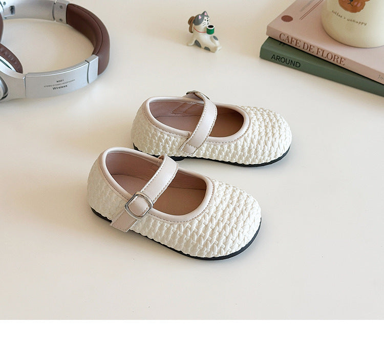 [381267 Size 21-25] - Sepatu Flat Slip On Cute Shoes Anak Perempuan Cewek - Motif Woven - BABYHOKI STORE