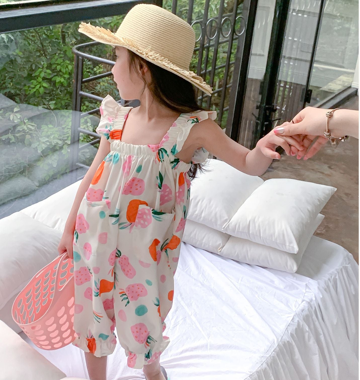 [507S122] - Setelan Baju Jumpsuit Tanpa Lengan Fashion Anak Perempuan - Motif Pinneapple Fruit