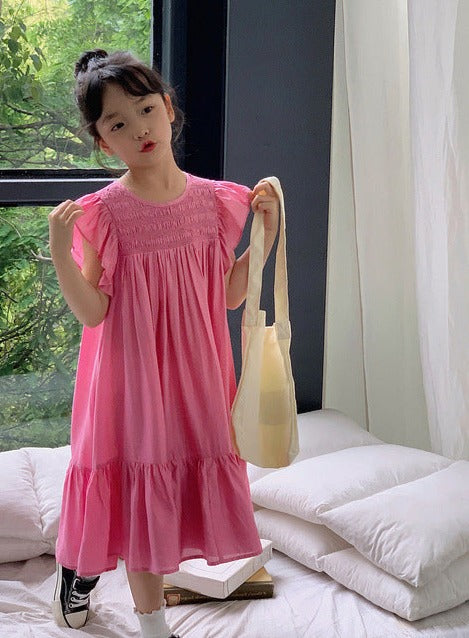 [507967] - Baju Dress Lengan Kutung Fashion Anak Perempuan - Motif Top Wrinkle
