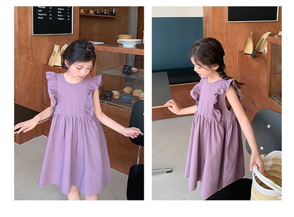 [507S1109] - Baju Dress Kutung Fashion Anak Perempuan - Motif Lace Side