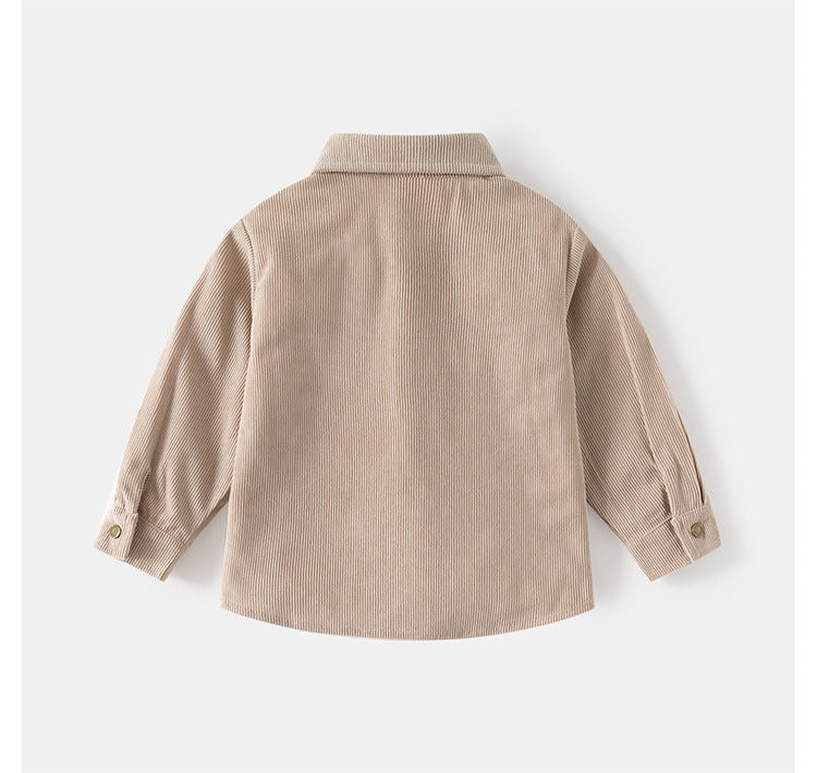 [5131128] - Baju Atasan Kemeja Kancing Lengan Panjang Corduroy Fashion Anak Laki Laki Cowok - Motif Collared Solid Color - BABYHOKI STORE - BABYHOKI STORE