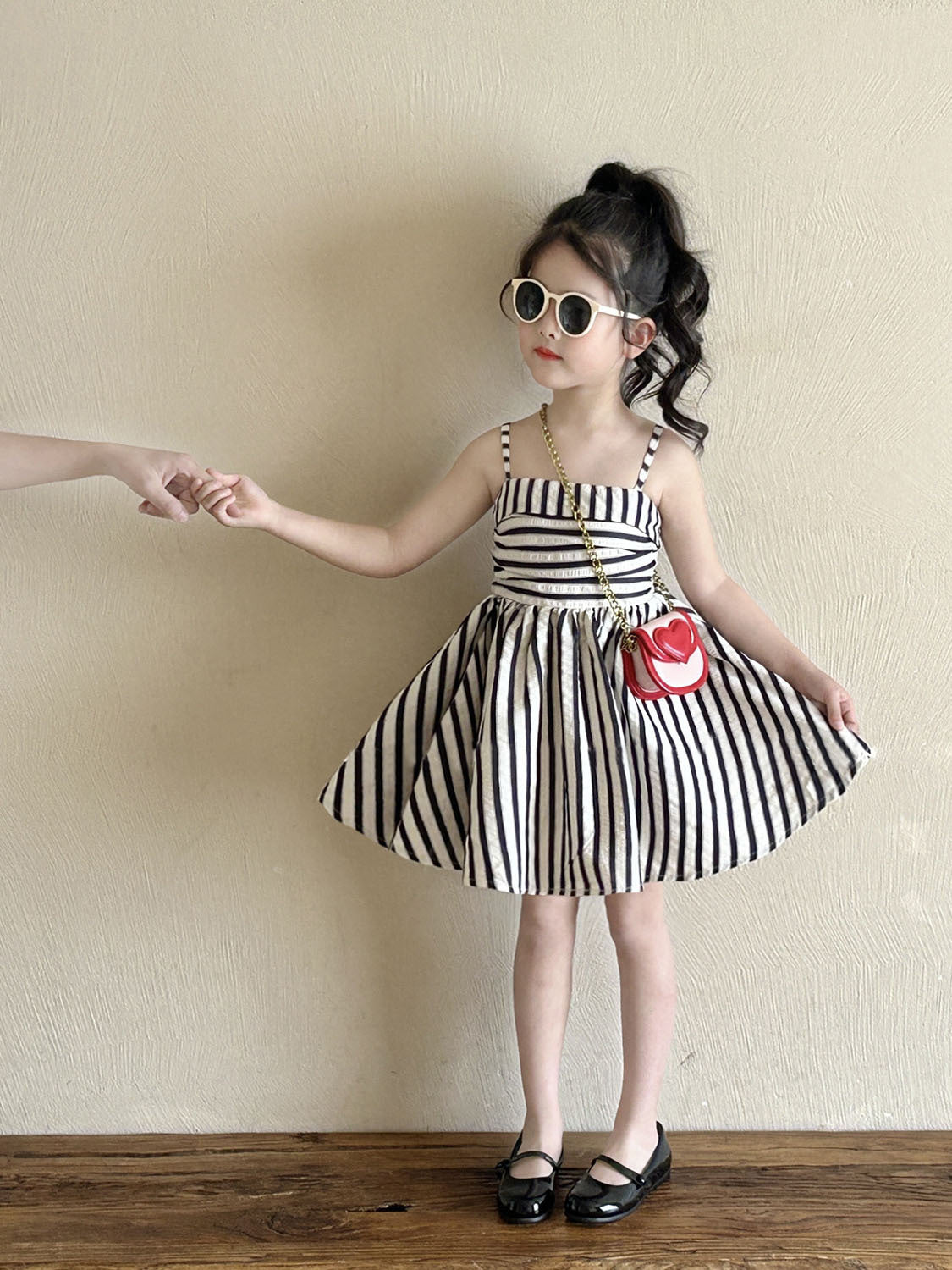[5071080] - Baju Dress Gaun Pesta Lengan Kutung Fashion Anak Perempuan Cewek - Motif Striped - BABYHOKI STORE