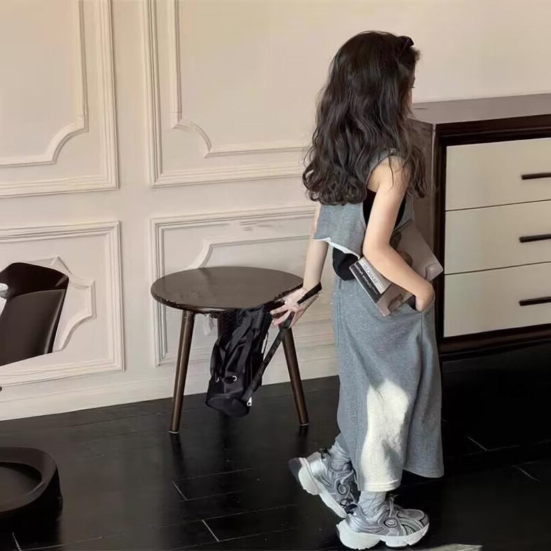 [5071060] - Setelan Baju 3 in 1 Bawahan Rok Panjang Fashion Anak Perempuan - Motif Casual Letter