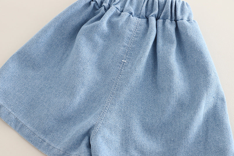 [368579] - One Set 2in1  Baju Setelan Atasan Lengan Pendek Bawahan Celana Pendek Fashion Comfortable Anak Perempuan Cewek - Motif Cute 3D Accents - BABYHOKI STORE