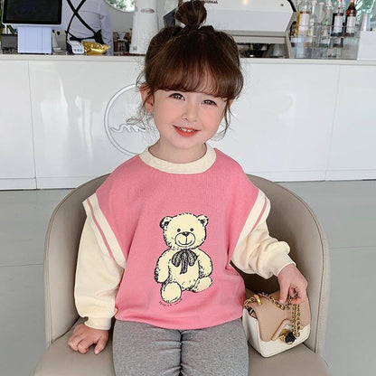 [507S162] - Baju Atasan Sweater Lengan Panjang Fashion Anak Perempuan - Motif Teddy Bear