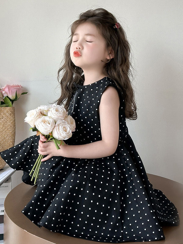 [5071193] - Baju Gaun Dress Princess Lengan Kutung Korean Version Style Anak Perempuan Cewek - Motif Polkadot - BABYHOKI STORE
