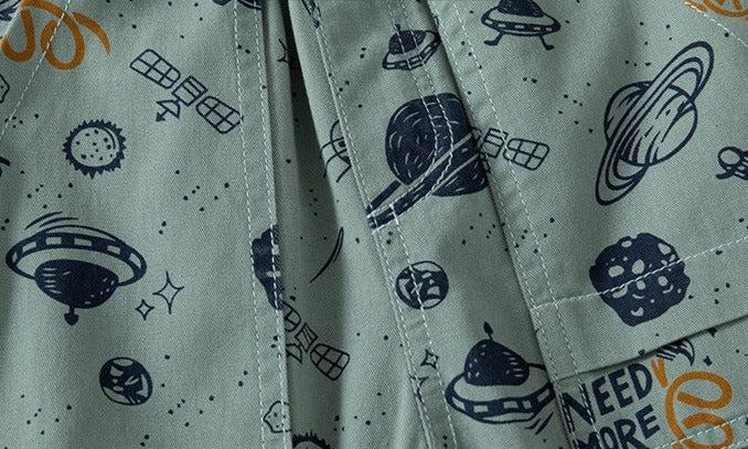 [5131042] - Bawahan Celana Pendek Chino Fashion Anak Laki-Laki - Motif Planetary Plane