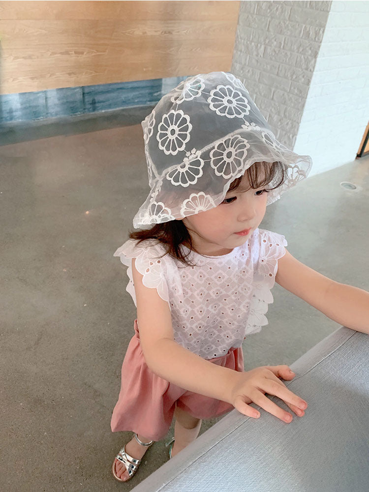 [507S1159] - Setelan Baju Atasan Tanpa Lengan Bawahan Celana Pendek Fashion Anak Perempuan - Motif Flower Lace