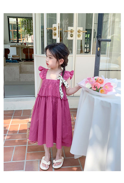 [507974] - Baju Dress Lengan Kutung Fashion Import Anak Perempuan - Motif Plain Rubber